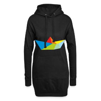Origami Traumschiff Schiff Schifffahrt Geschenk - Hoodie-Kleid - Schwarz - Vorne