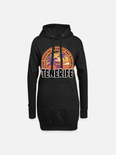 Tenerife Tenerife Été Soleil Plage Mer Palmiers - Sweat-shirt à capuche long Femme - noir