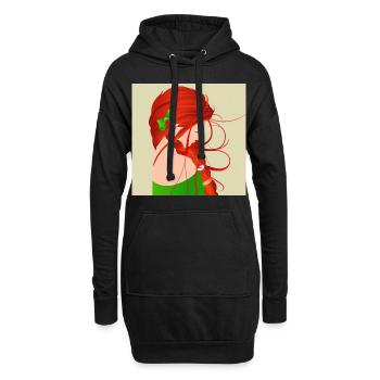 Rothaarige Frau Mädchen - Hoodie-Kleid - Schwarz - Vorne