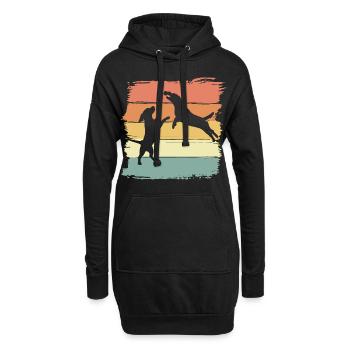 Beagle jouer avec la balle rétro vintage - Sweat-shirt à capuche long Femme - noir - Devant