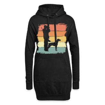 Chasse à la chasse avec chien rétro vintage - Sweat-shirt à capuche long Femme - noir - Devant