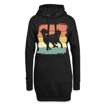 Husky rétro chien vintage - Sweat-shirt à capuche long Femme - noir - Devant