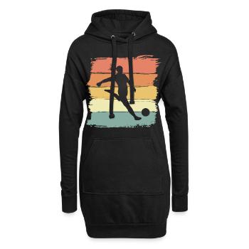 Frauen Fußball Fussball retro vintage Fußballerin - Hoodie-Kleid - Schwarz - Vorne