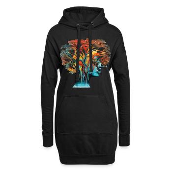 Illusion d’optique Head-Tree - Sweat-shirt à capuche long Femme - noir - Devant