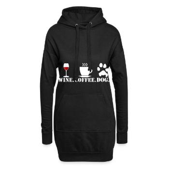 Chien de café vin rouge - Sweat-shirt à capuche long Femme - noir - Devant