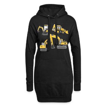 Baumaschinen,Bagger Junge Fahrzeuge Baustelle FUN - Hoodie-Kleid - Schwarz - Vorne