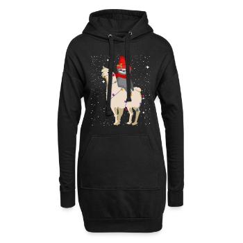 Weihnachten Lama Faultier, Sloth lustiges Geschenk - Hoodie-Kleid - Schwarz - Vorne