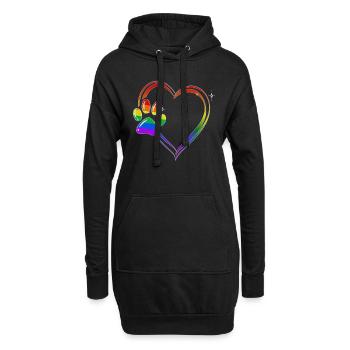Pfote Hunde Herz Hundeliebhaber, Hund Regenbogen - Hoodie-Kleid - Schwarz - Vorne