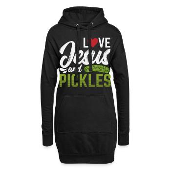 I Love Jesus And Pickles - Hoodie-Kleid - Schwarz - Vorne