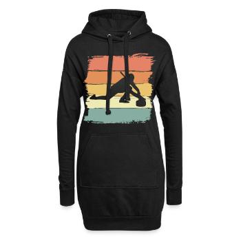 Curling retro vintage für Curling Liebhaber - Hoodie-Kleid - Schwarz - Vorne