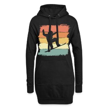Snowboarding mit Snowboard retro vintage - Hoodie-Kleid - Schwarz - Vorne