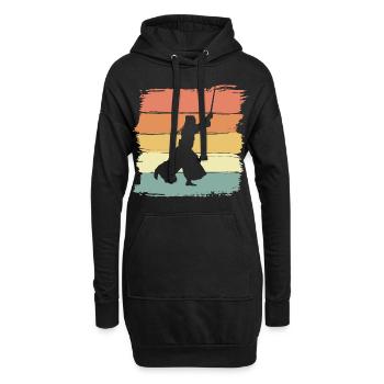 Kendo arts martiaux vintage rétro - Sweat-shirt à capuche long Femme - noir - Devant