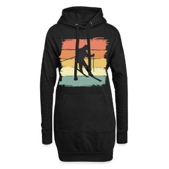 Ski Retro Vintage ski cadeau rétro - Sweat-shirt à capuche long Femme - noir - Devant