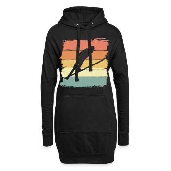 Ski springen Skispringen retro vintage - Hoodie-Kleid - Schwarz - Vorne