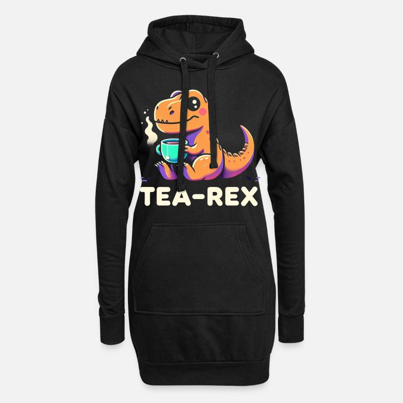 TEA-REX - Dinosaurier-Tee - Hoodie-Kleid - Schwarz