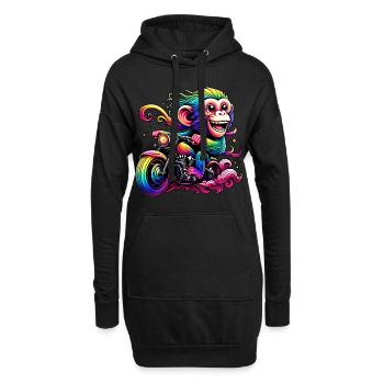 Singe arc-en-ciel à la roue arc-en-ciel - Sweat-shirt à capuche long Femme - noir - Devant