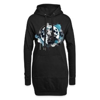 loup hurlant - Sweat-shirt à capuche long Femme - noir - Devant