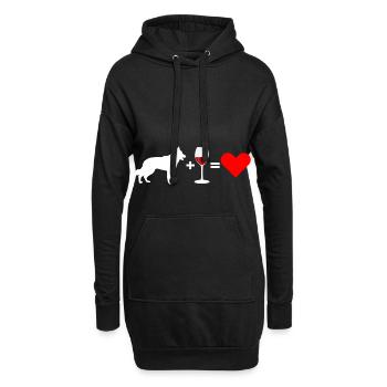 Schäferhund Wein Rotwein - Ich Liebe - Hoodie-Kleid - Schwarz - Vorne