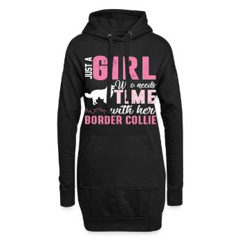 Border Collie - Hoodie-Kleid - Schwarz - Vorne