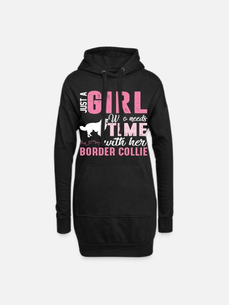 Border Collie - Hoodie-Kleid - Schwarz