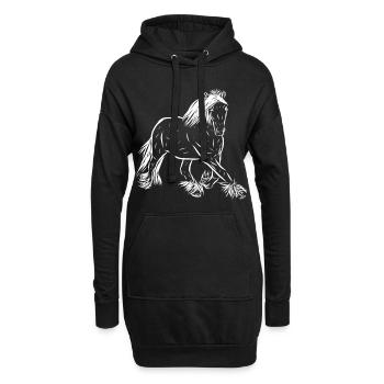 Pferde - Hoodie-Kleid - Schwarz - Vorne