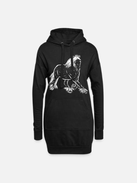 Chevaux - Sweat-shirt à capuche long Femme - noir