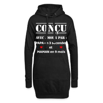 CONÇU AVEC AMOUR PAR PAPA ET MAMAN EN 9 MOIS - Sweat-shirt à capuche long Femme - noir - Devant