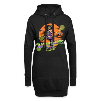 Darts Motiv Hexe Auf Dartpfeil - Hoodie-Kleid - Schwarz - Vorne