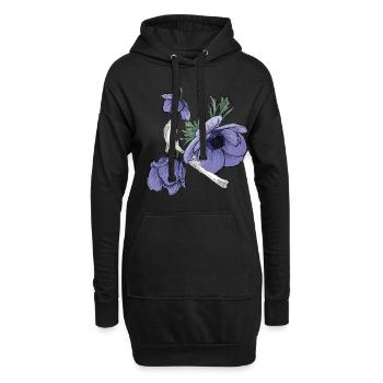 Flowers and bones - Hoodie Dress - black - Front