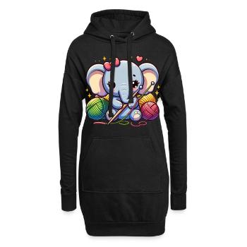 Éléphant tricot câlin éléphant vêtements Art - Sweat-shirt à capuche long Femme - noir - Devant