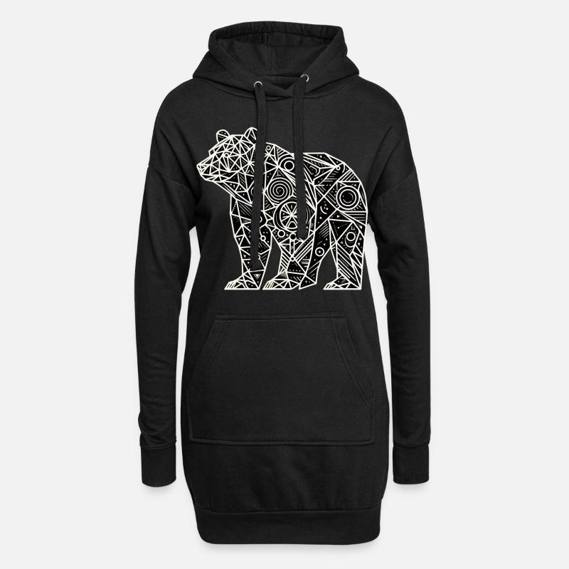 Bär Polygon - Hoodie-Kleid - Schwarz