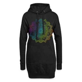 Mandala - Sweat-shirt à capuche long Femme - noir - Devant