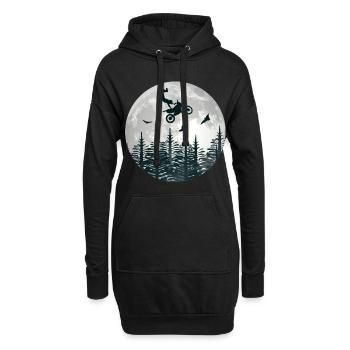 Motorcross Mond Silhouette Geschenk Motorcycle - Hoodie-Kleid - Schwarz - Vorne
