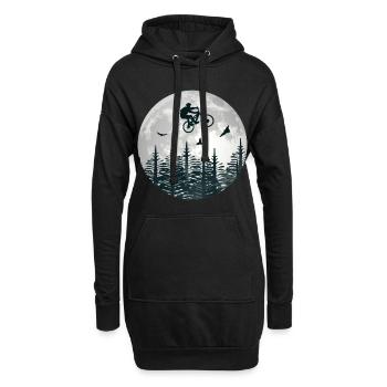 BMX Mond Silhouette Geschenkidee Bike Fahrer - Hoodie-Kleid - Schwarz - Vorne
