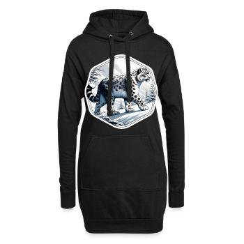 Schneeleopard Leopard Weißer Leopard - Hoodie-Kleid - Schwarz - Vorne