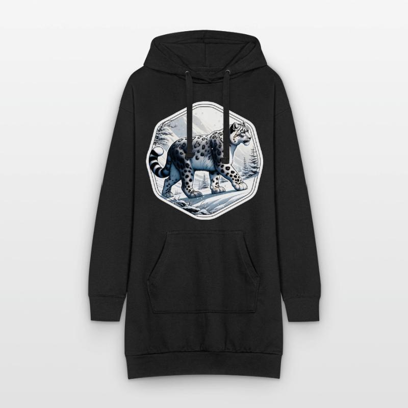 Snow Leopard Leopard White Leopard Hoodie Dress