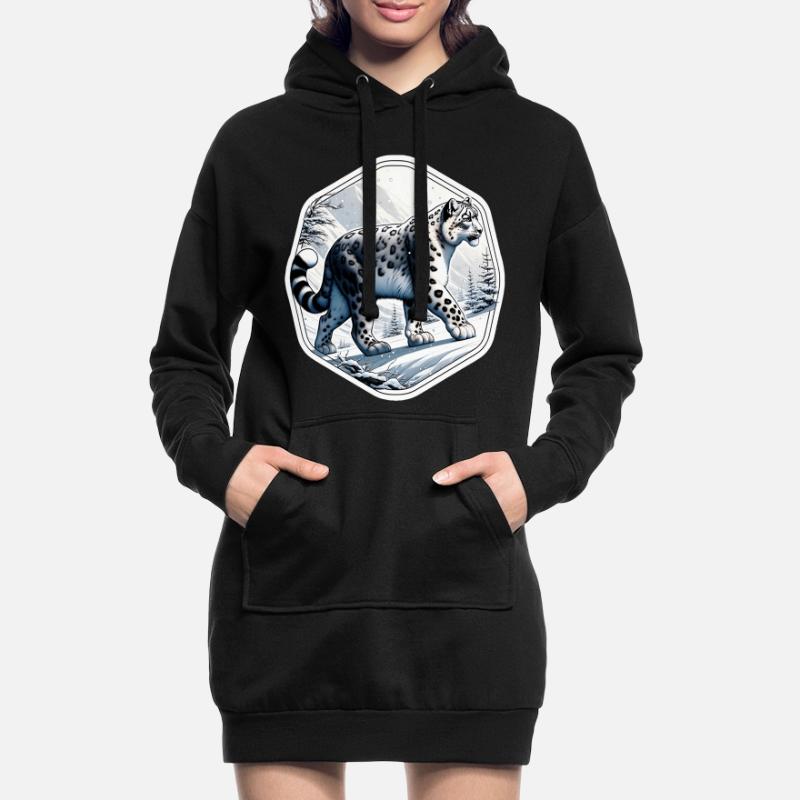 Snow Leopard Leopard White Leopard Hoodie Dress