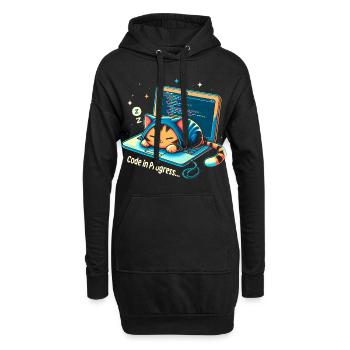Code in Bearbeitung.. - Programming Cats - Hoodie-Kleid - Schwarz - Vorne