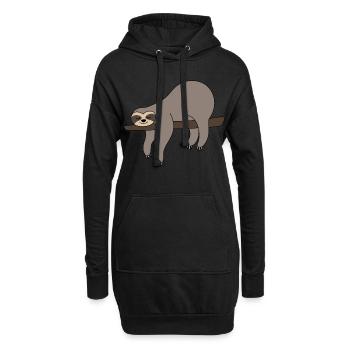 Paresseux dormir branche gris drôle paresseux - Sweat-shirt à capuche long Femme - noir - Devant