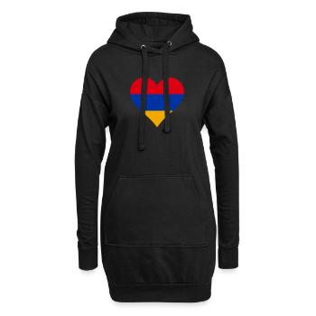 Arménie drapeau arménien drapeau coeur - Sweat-shirt à capuche long Femme - noir - Devant