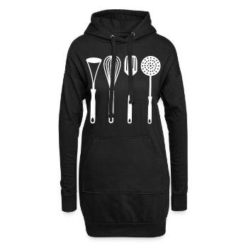 Ustensiles de cuisine - Sweat-shirt à capuche long Femme - noir - Devant