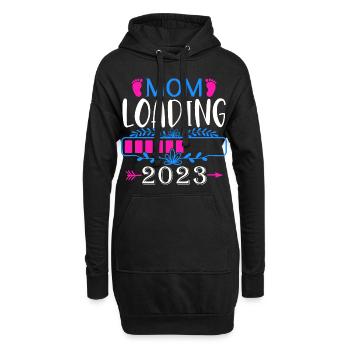 Mama loading 2023, werdende Mutter 2023 - Hoodie-Kleid - Schwarz - Vorne