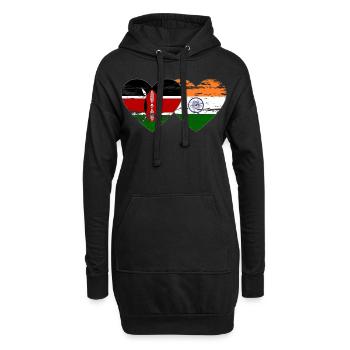Kenia Indien Flagge Herz used - Hoodie-Kleid - Schwarz - Vorne