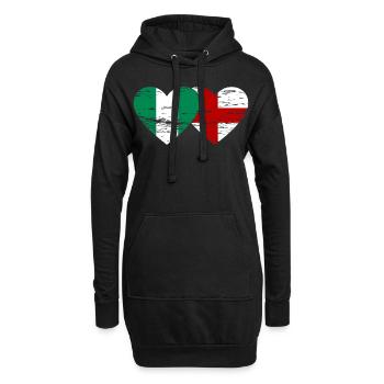 Nigeria Angleterre Drapeau Coeur Utilisé - Sweat-shirt à capuche long Femme - noir - Devant