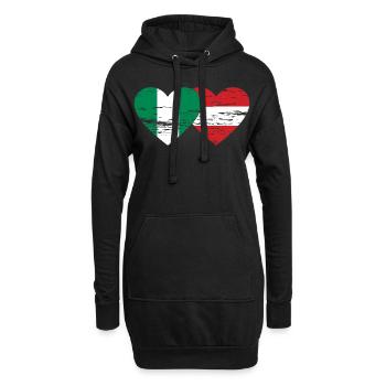 Nigeria Autriche Drapeau Coeur utilisé - Sweat-shirt à capuche long Femme - noir - Devant