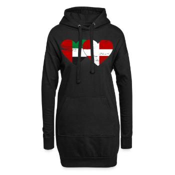 Vereinigte Arabische Emirate Dänemark Flagge Herz - Hoodie-Kleid - Schwarz - Vorne