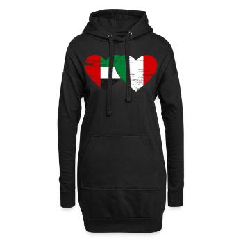 Émirats arabes unis Italie Drapeau Coeur - Sweat-shirt à capuche long Femme - noir - Devant