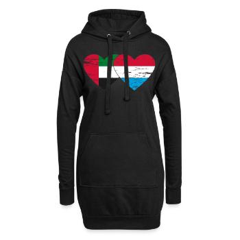 Émirats arabes unis Luxembourg Drapeau Coeur - Sweat-shirt à capuche long Femme - noir - Devant