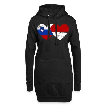 Slovénie Indonésie Drapeau Coeur utilisé - Sweat-shirt à capuche long Femme - noir - Devant