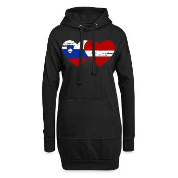 Slovénie Lettonie drapeau coeur utilisé - Sweat-shirt à capuche long Femme - noir - Devant